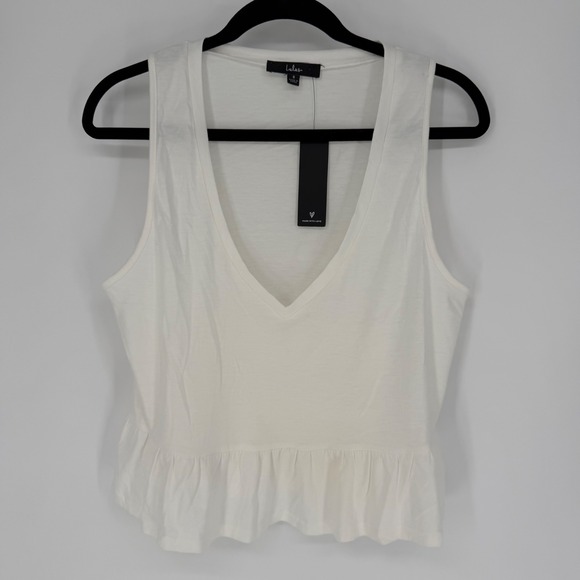 Lulus Tops - LULUS KINSEY WHITE V-NECK RUFFLED CROP TOP SMALL NWT COQUETTE PLAYFUL PLUNGING